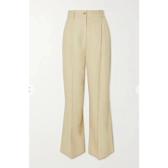 NWT Lou Lou Studio Menak Pleated Woven Wide-Leg Pants Beige Size L - Picture 4 of 7